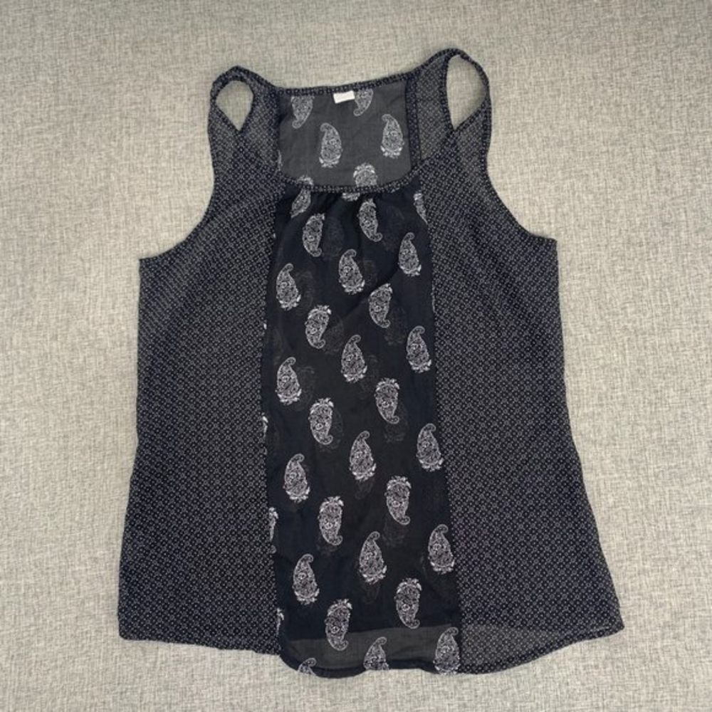Old‎ Navy Light Weight Sleeveless Tank Top Black Small Paisley Print Polyester